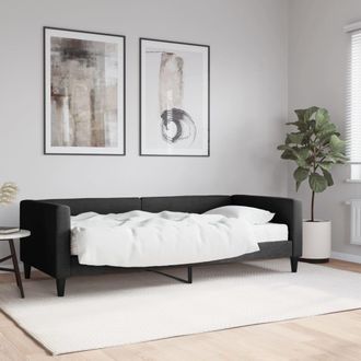 vidaXL Sof&aacute; Cama Con Colch&oacute;n Tela Negro 90x190 Cm Vidaxl