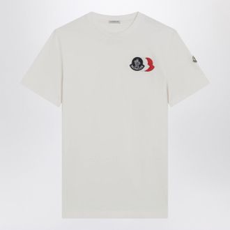 Moncler White T Shirt With Embroidered Tricolor Logo
