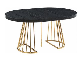Vente-Unique Mesa de comedor extensible 2 a 12 comensales de MDF y acero - Negro y dorado - FIRELA