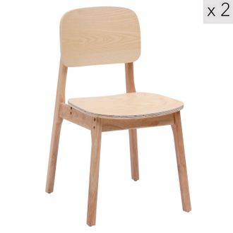 Nordlys Set of 2 Scandinavian Solid Wood Dining Room Chairs in Light Oak