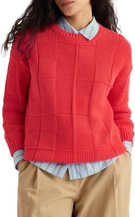 Seasalt Cornwall Hedge Rock Check Stitch Organic Cotton Blend Sweater in Cayenne at Nordstrom, Size 10 Us