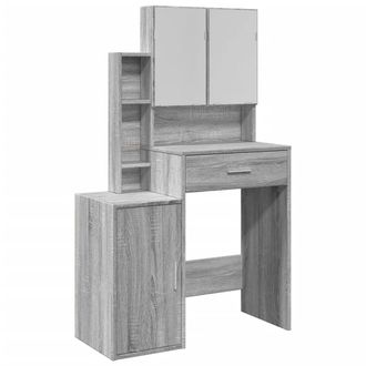 Berkfield Home Dressing Table with Cabinet Grey Sonoma 80x35x132 cm | Size: 80 x 35 x 132 cm