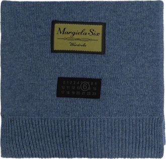 Maison Margiela Sjaal met Logopatch - unisex - Wintersjaals - Blauw - ONE Size - Wol - Accessoires