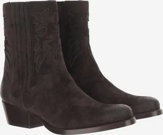 Sartore Womens Ankle Boots Suede Dark Brown Leather