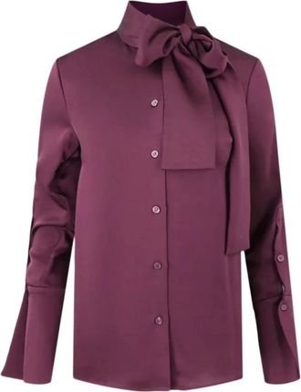 SIMKHAI Elegante Paarse Blouse met Strikjes - Dames - Overhemden - Paars - XL - Polyester - Overhemden