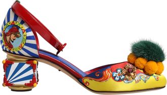 Dolce & Gabbana Multicolor Carretto Crystal Fur Sandals Womens Shoes (Pre-Owned)