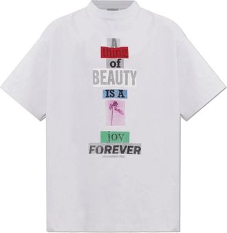 Balenciaga Bedrukte T-shirt - Heren - T-shirts - Wit - L - Katoen - Tops