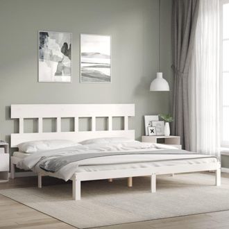 Berkfield Home Bed Frame with Headboard White 200x200 cm Solid Wood