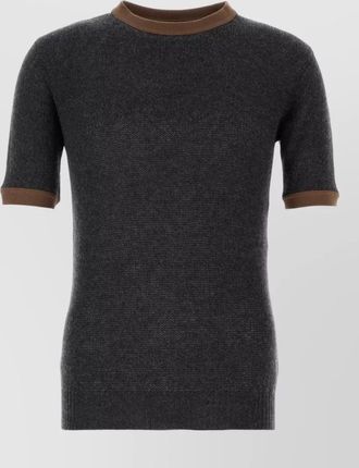 Prada cashmere sweater contrast trim short sleeves