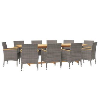 vidaXL Juego De Comedor De Jard&iacute;n 11 Piezas Con Cojines Gris Vidaxl