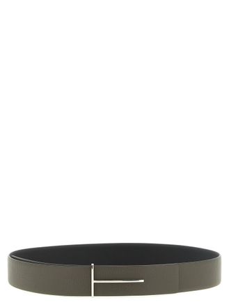 Tom Ford Olive Green T Buckle Reversible Belt