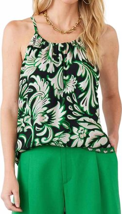 Karen Kane Baya Border Print Tank Top In Green Multi