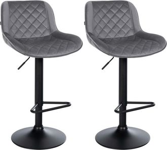 Clp 2er Set De Taburetes De Bar Kasson Gris Oscuro Terciopelo