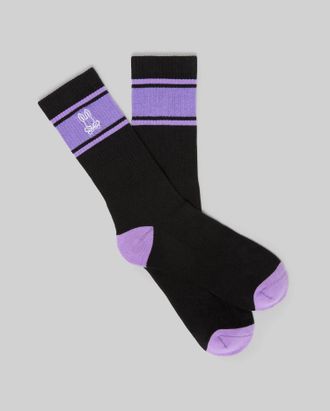 Psycho Bunny Mens Striped Sport Sock 001 BLACK / O/S