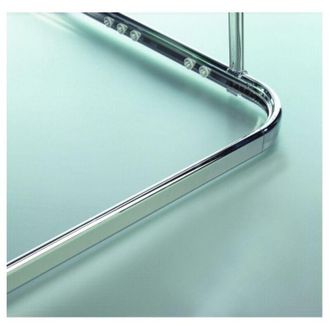 Spirella Spirella - Barra Cortina De Ducha De Esquina Para Fijar En Aluminio Surprise 90x90cm Acabado Brillo - Deslizadores Incluidos