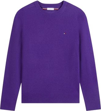 Tommy Hilfiger Maglione Girocollo in Lana dAgnello - - Knitwear - Uomo - Viola - S