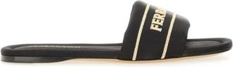 Ferragamo Logo Geborduurde Slide - Dames - Schoenen - Zwart - Maat: 35 EU Zijde
