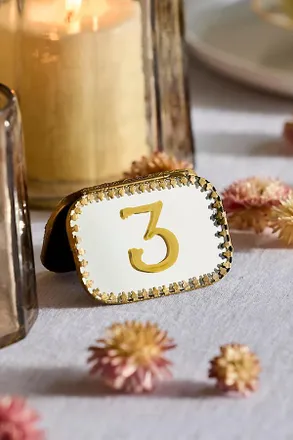 Terrain Filigree Mirrored Table Signs, Set of 4