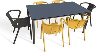 DCB Garden Conjunto de comedor de jard&iacute;n 6 plazas de aluminio lacado