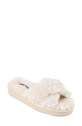 Minnetonka Teddy 3 Faux Fur Slipper in Cream at Nordstrom, Size 10