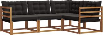 vidaXL Conjunto De Sof&aacute;s De Exterior 4 Uds. Natural Y Negro Vidaxl
