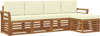 vidaXL Conjunto De Sof&aacute;s De Exterior 5 Uds. Natural Y Crema Vidaxl