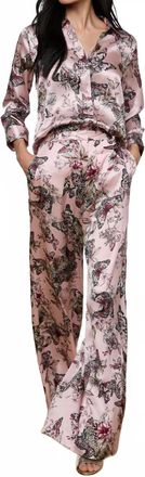 L'agence Pilar Wide Leg Pant In Light Nectar Pink Small Multi Butterfly Jungle