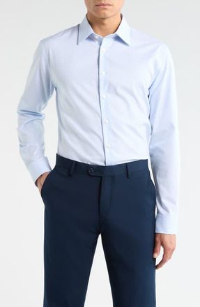 Nordstrom Trim Fit Jocko Check Premium Non Iron Cotton Dress Shirt in Blue Jocko Pat at Nordstrom, Size 15.5 - 34