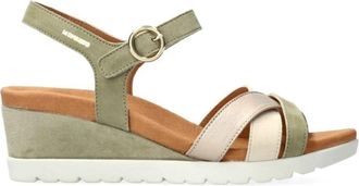 Mephisto Groene su&egrave;de sandaal- chic en klassiek - Dames - Sleehakken - Groen - 41 EU - Su&egrave;de - Schoenen