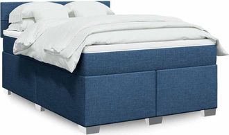 vidaXL Cama Box Spring Con Colch&oacute;n Tela Azul 140x190 Cm Vidaxl