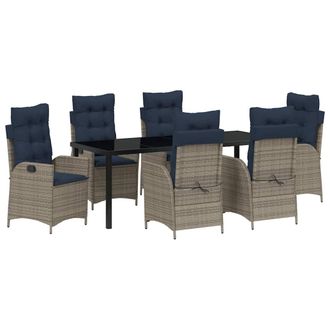 vidaXL Conjunto De Comedor De Jard&iacute;n 7 Pcs Gris Y Negro Rat&aacute;n Vidaxl