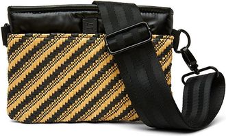 Think Royln Womens Bum Bag Crossbody Diagonal Stipe Raffia In Black Raffia