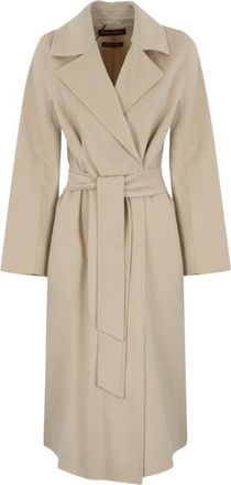 Max Mara Gebonden Wollen Jas - Dames - Jas met riem - Wit - S - Wol - Jassen