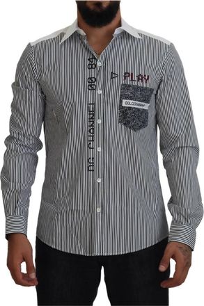 Dolce & Gabbana Casual Shirt - Heren - Casual Overhemden - Grijs - XS - Katoen - Overhemden