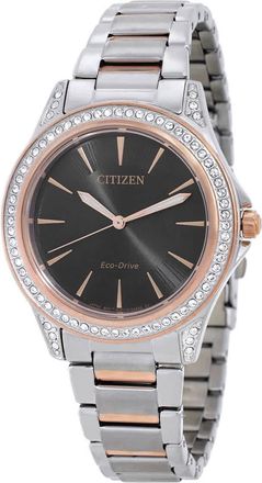 Citizen Crystal Black Dial Ladies Watch EM0946-58E