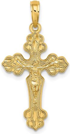 Diamond2Deal 14k Yellow Gold Diamond-Cut Crucifix W Fancy Tips Charm