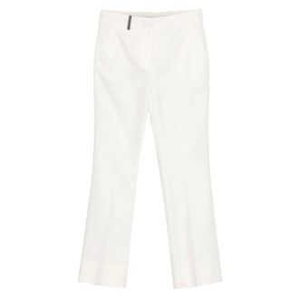 PESERICO Peserico, Cropped Trousers, female, White, Size: L Cotton and Viscose Legging Trousers