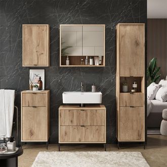 Vicco Juego De Muebles De Ba&ntilde;o Eliza, Roble Vikingo, 5 Partes, Vicco