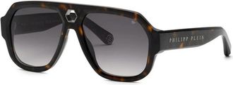 Philipp Plein Starlight Spp 143 Zonnebril - Heren - Zonnebrillen - Bruin - 58 MM - Nylon - Accessoires