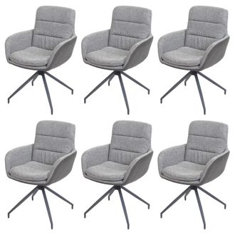 Hhg Hhg - Juego De 6 Sillas De Comedor 655, Silla De Cocina Sill&oacute;n Silla, Giratoria Auto Posici&oacute;n, Tela Mvg, Gris-gris Oscuro