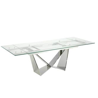 Angel Cerd&aacute; Mesa comedor extensible rectangular cristal templado y acero cromado