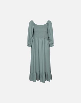 Mountain Warehouse Womens Mountain Warehouse Womens/Ladies Cadiz Shirred Long-Sleeved Midi Dress - Green - Size: 14