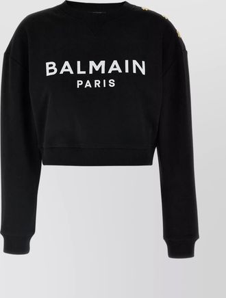 Balmain cropped logo sweatshirt gold-tone buttons