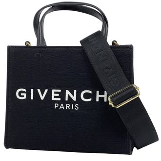 Givenchy Black Canvas Leather Shoulder Bag Tote Bag (Pre-Owned)