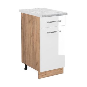 Vicco Mueble Bajo De Cocina Fame-line, Blanco Alto Brillo, 40 Cm, Et M&aacute;rmol
