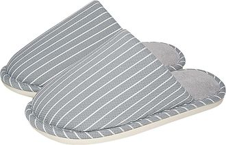 Generic Stripe Slippers for Women Winter Plush Thick Sole Slippers Cotton Home Warm Comfy Fluffy Memory Foam Shoes Retro Non-Slip Indoor House Shoes (Grey, 44