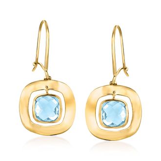 Ross-Simons Sky Blue Topaz Drop Earrings in 14kt Yellow Gold