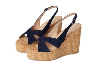 Stuart Weitzman Dayna Slingback Wedge Womens Wedge Shoes Nice Blue : 10.5 M, Leather