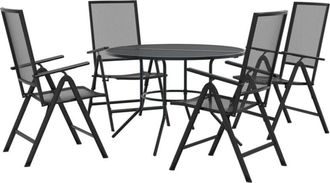 vidaXL Reclining Garden Chair Set 5 pcs Anthracite Powder-coated Steel vidaXL