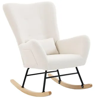 HOMCOM Silla mecedora 67x82x100 cm crema